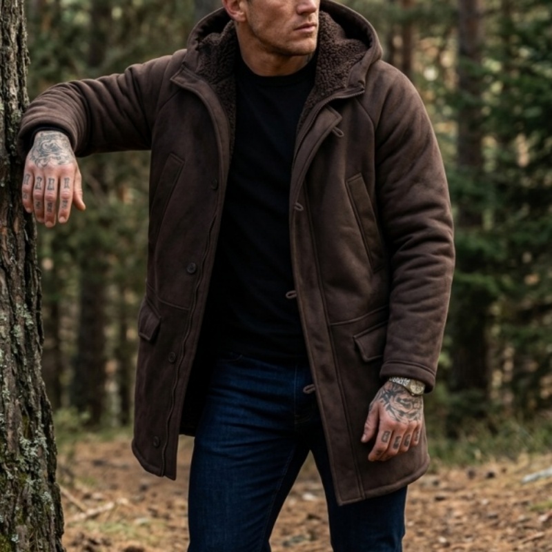 Men'S Outdoor Hunting Jacket - New Men's Faux Fur Lined Hooded