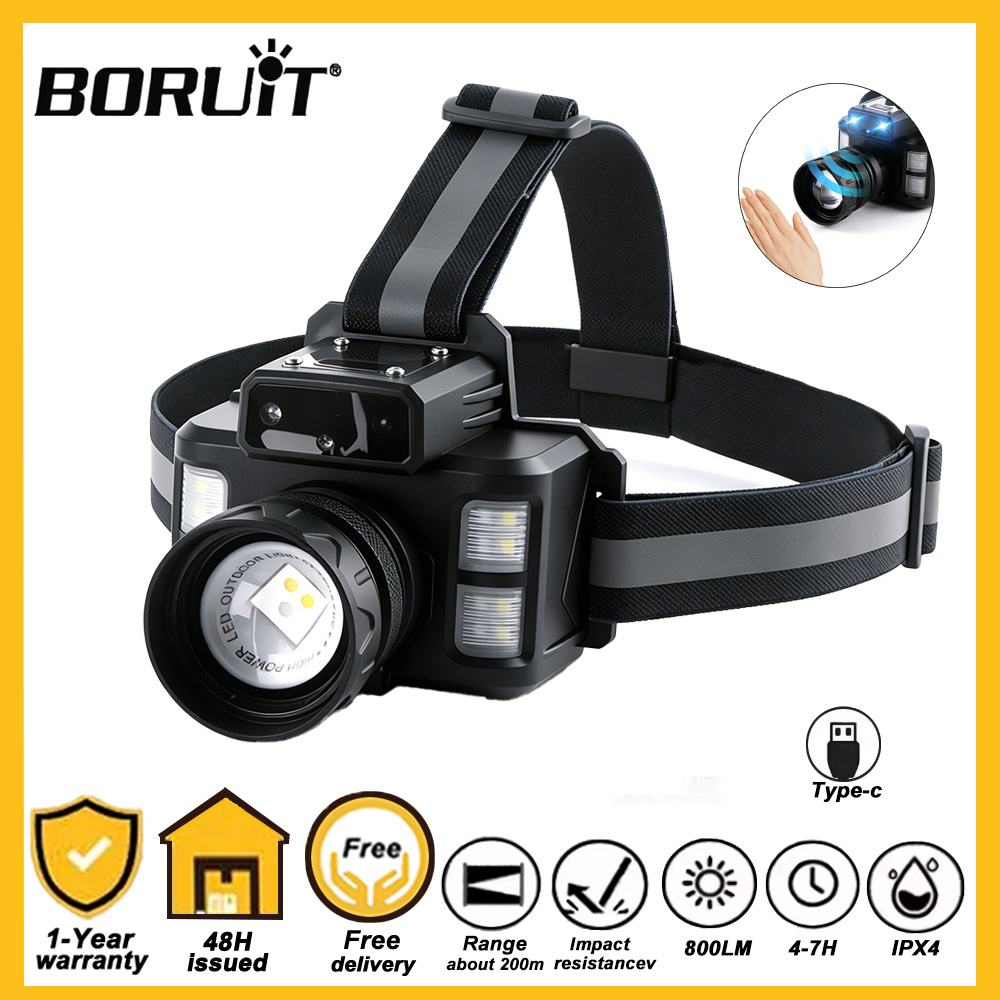 Outdoor Hunting Bike - BORUiT 800LM Sensor LED Headlamp 90°