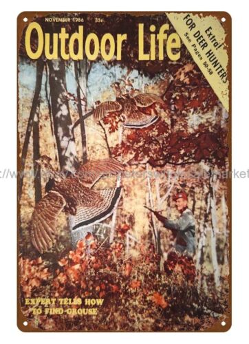 Hunting Quail - 1956 OUTDOOR LIFE quail hunting metal