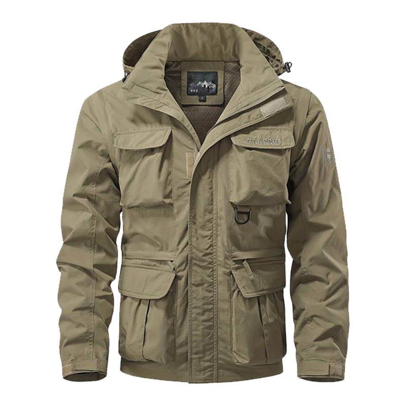 Safari Outdoor Hunting Jackets - Detachable sleeve windproof hooded jacket male