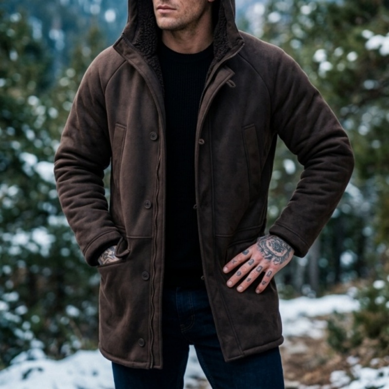 New Men's Faux Fur Lined Hoode - Men'S Outdoor Hunting Jacket ulasan dan harga