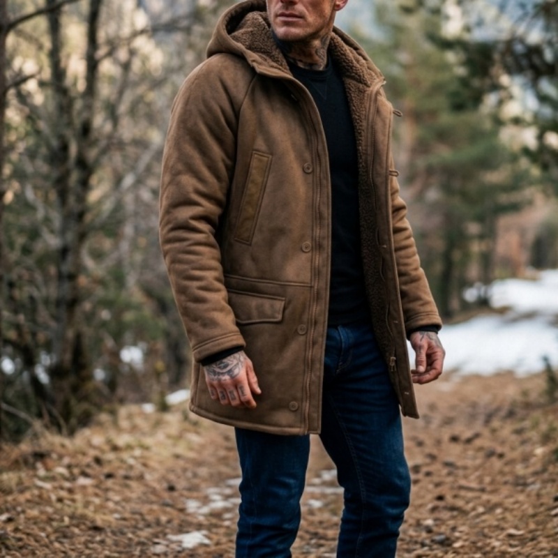 New Men's Faux Fur Lined Hoode - Men'S Outdoor Hunting Jacket ulasan dan harga