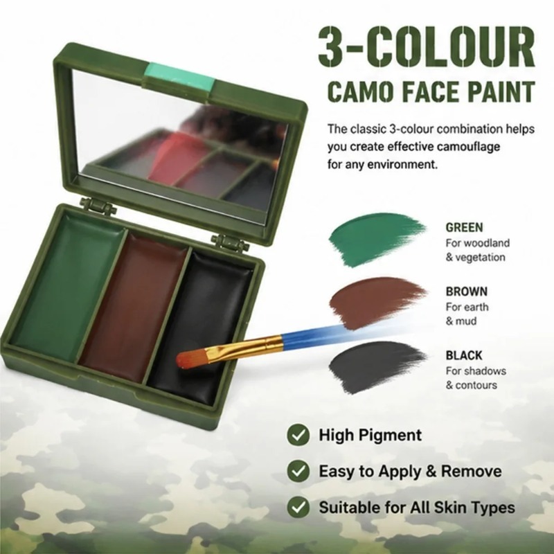 3 Colors Camouflage Face Paint - Camo Face Paint ulasan dan harga