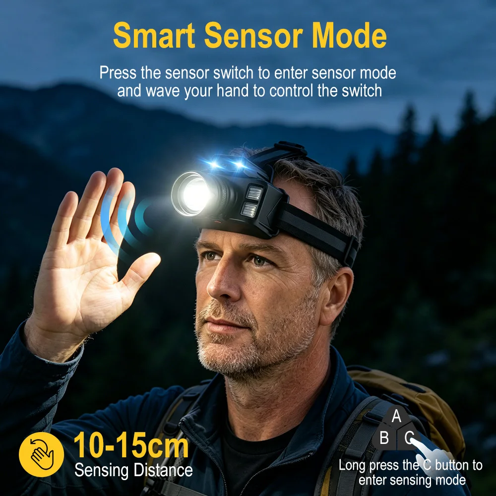 BORUiT 800LM Sensor LED Headla - Outdoor Hunting Bike ulasan dan harga
