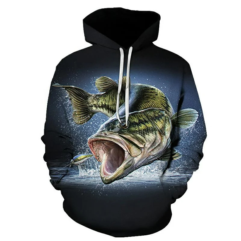 New 3D printed koi fish patter - Outdoor Hunting Hoodie ulasan dan harga