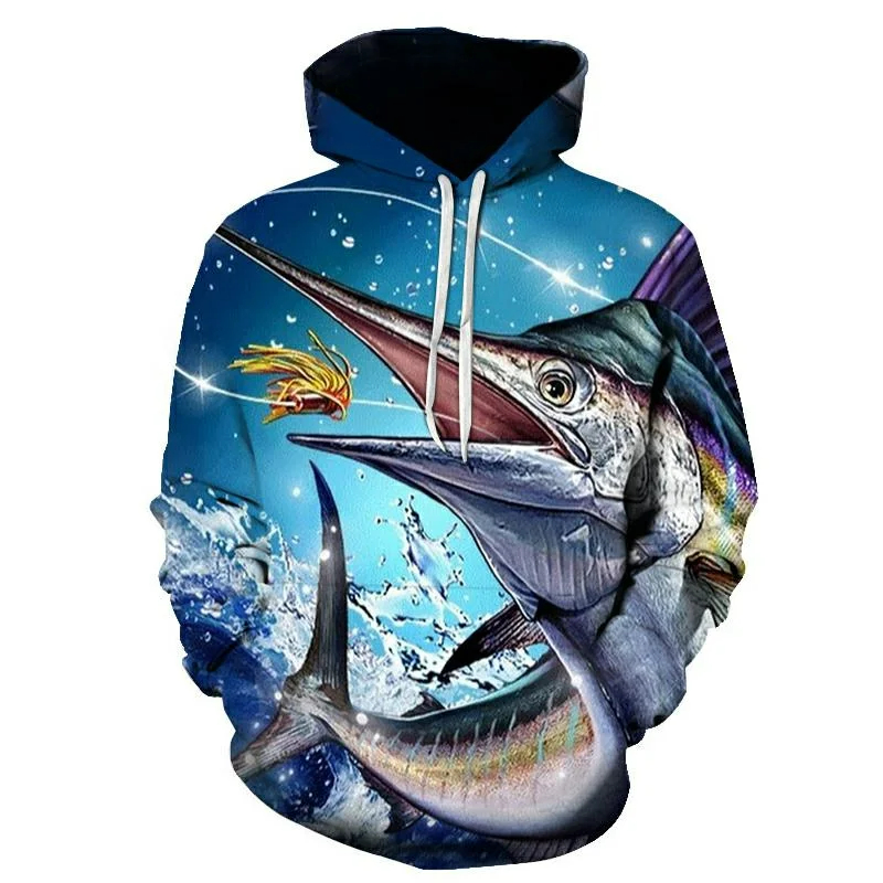 New 3D printed koi fish patter - Outdoor Hunting Hoodie ulasan dan harga