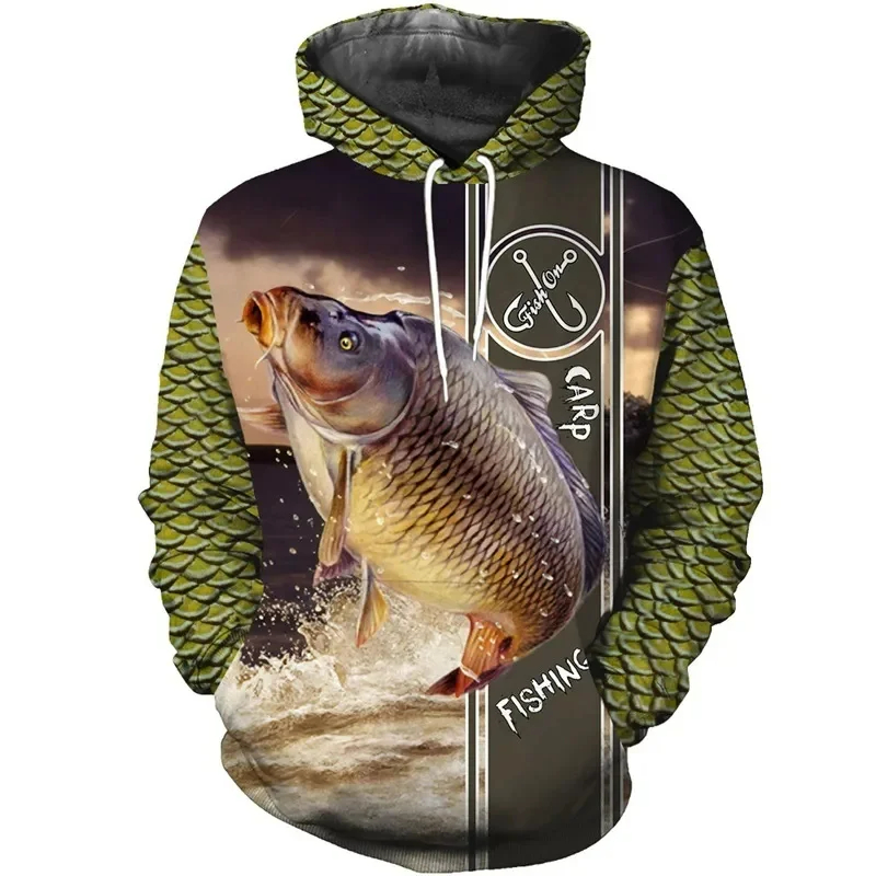 New 3D printed koi fish patter - Outdoor Hunting Hoodie ulasan dan harga