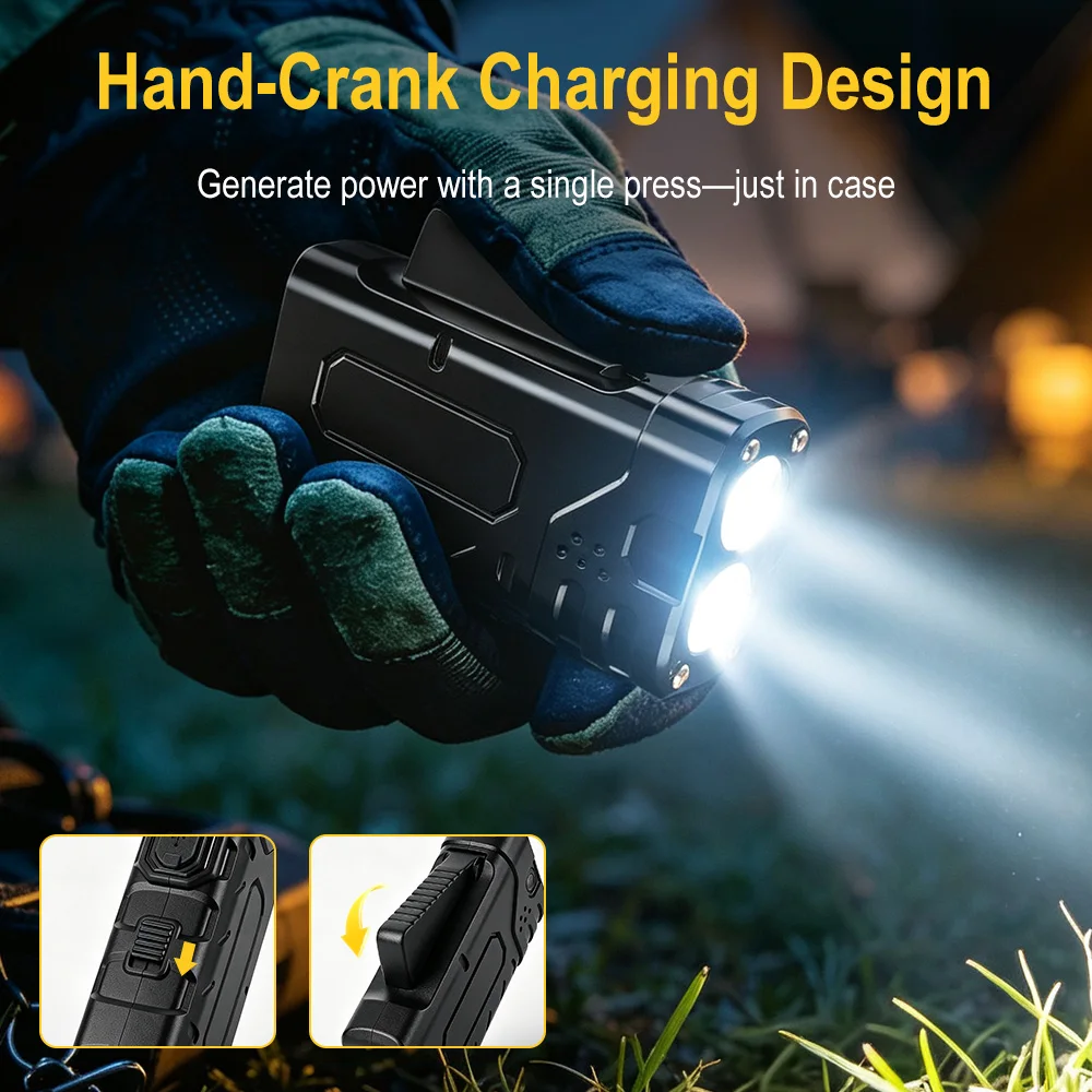 BORUIiT Hand Crank EDC LED Fla - Outdoor Hunting Bike ulasan dan harga