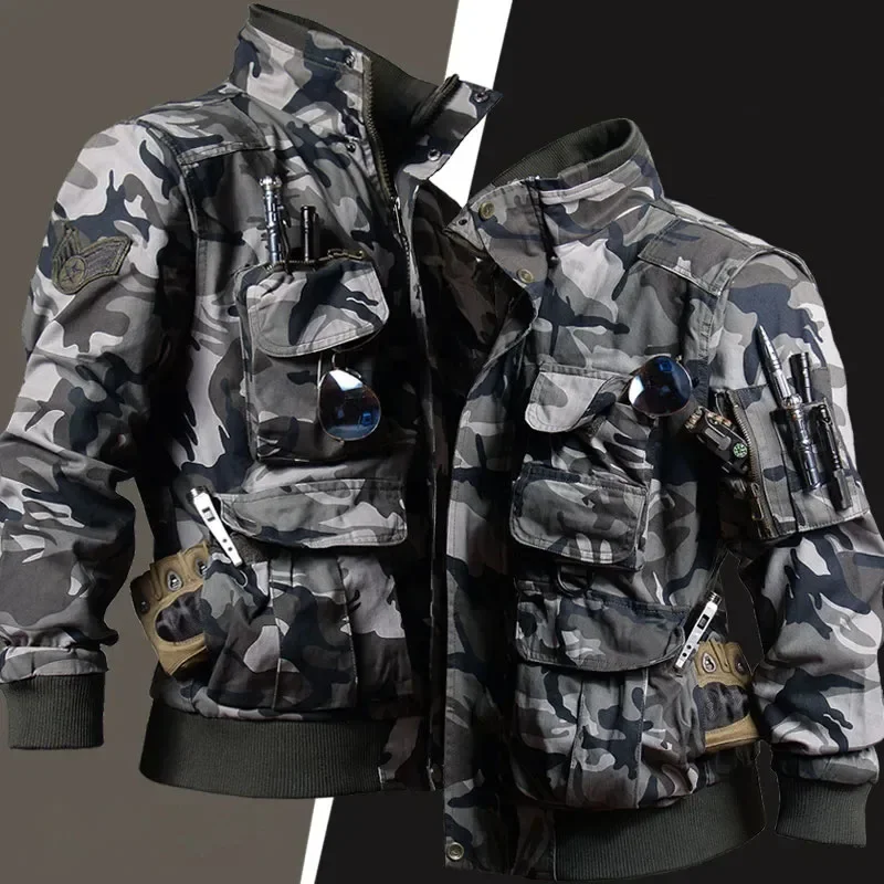 Mens Camouflage Set Multi Pock - Safari Outdoor Hunting Jackets ulasan dan harga