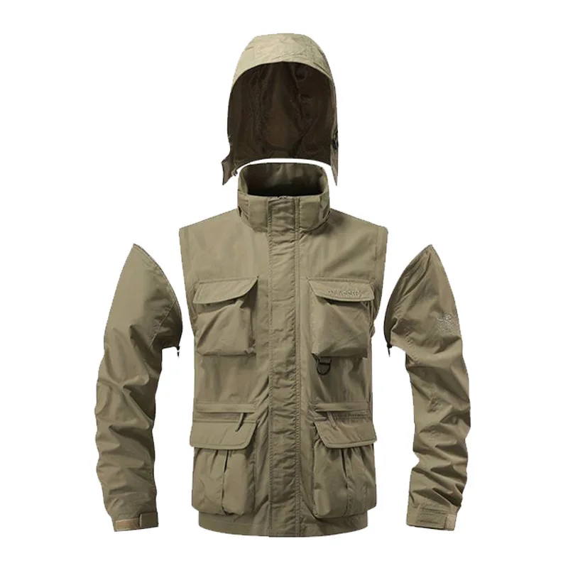 Detachable sleeve windproof ho - Safari Outdoor Hunting Jackets ulasan dan harga