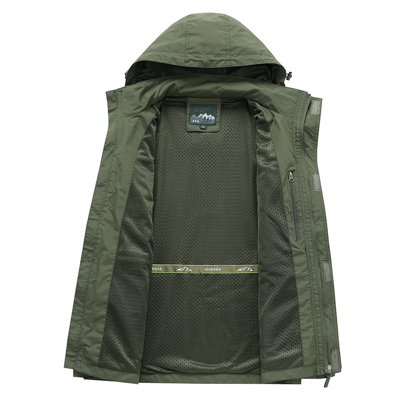 Detachable sleeve windproof ho - Safari Outdoor Hunting Jackets ulasan dan harga